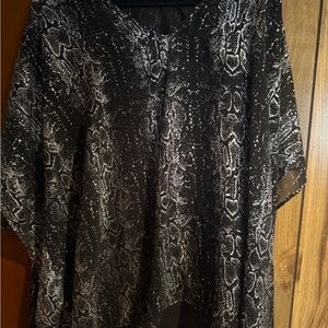 Adrienne Black and White Snake Print Blouse